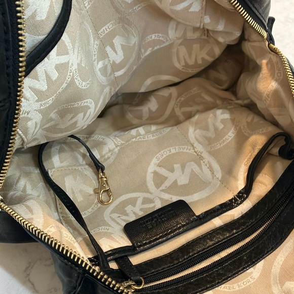 Beautiful Michael Kors Black Leather & Gold Studded Satchel Bag w/ Dustbag- EUC - Picture 7 of 12